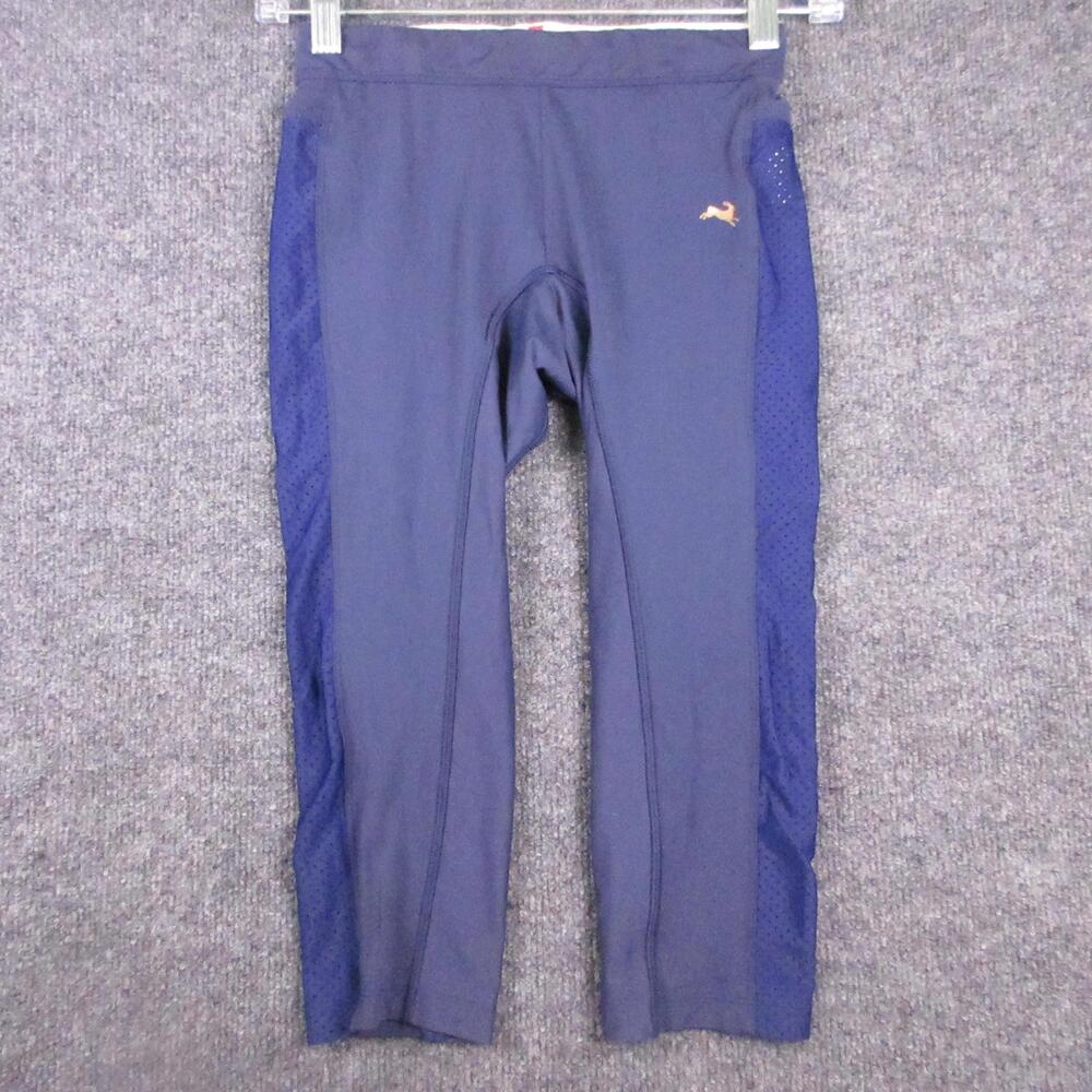 Tracksmith Leggings Mens XS Blue Compression 3/4 Running Mesh Pockets Athletic